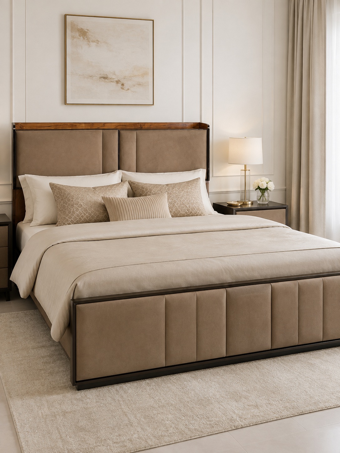 Taupe Panel Bed